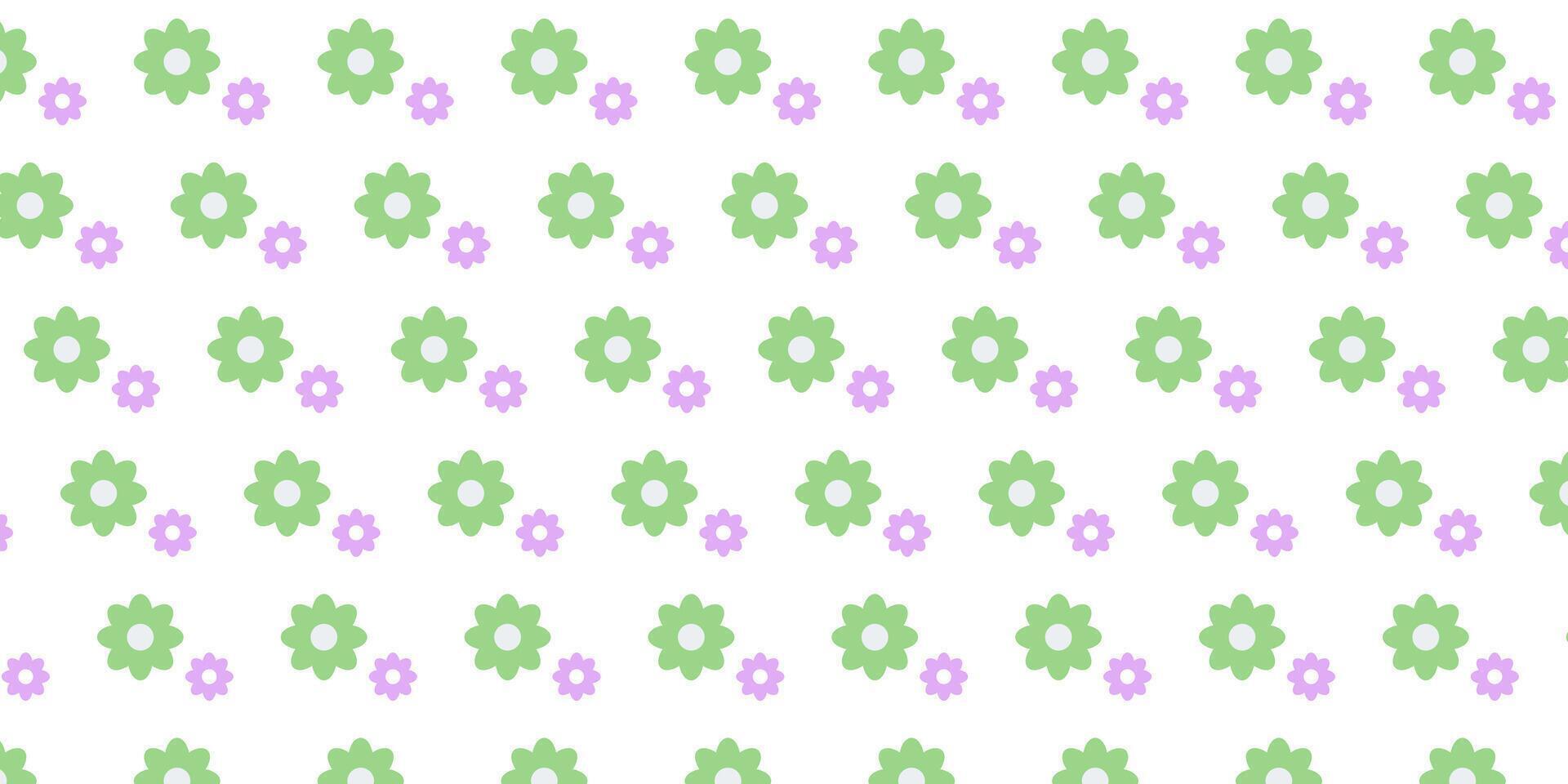 a pattern with green and purple flowers on it vector
