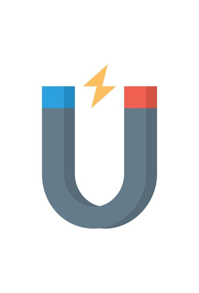 u magnet icon for electric attraction. science learning vector