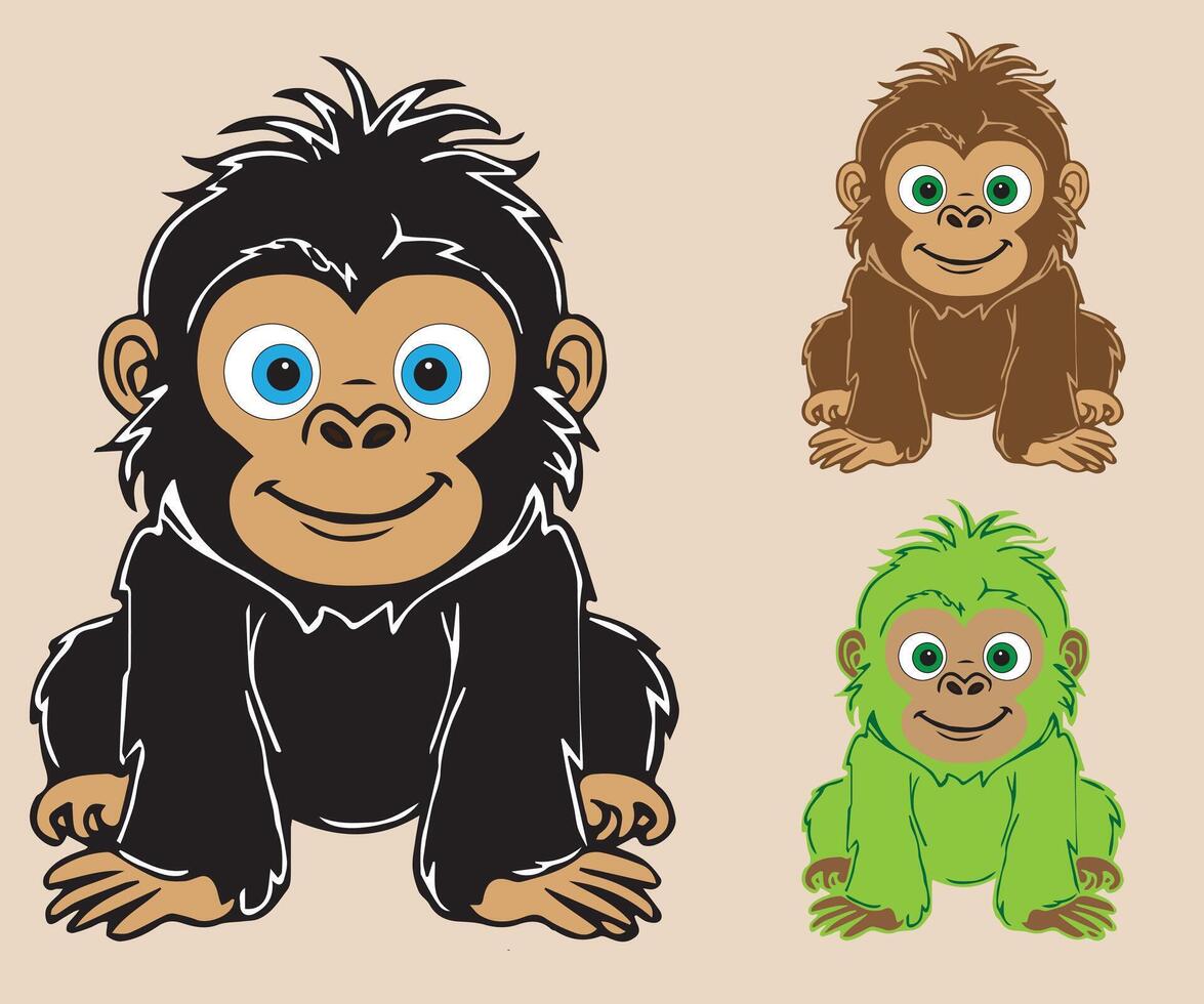 Black Baby Gorilla vector