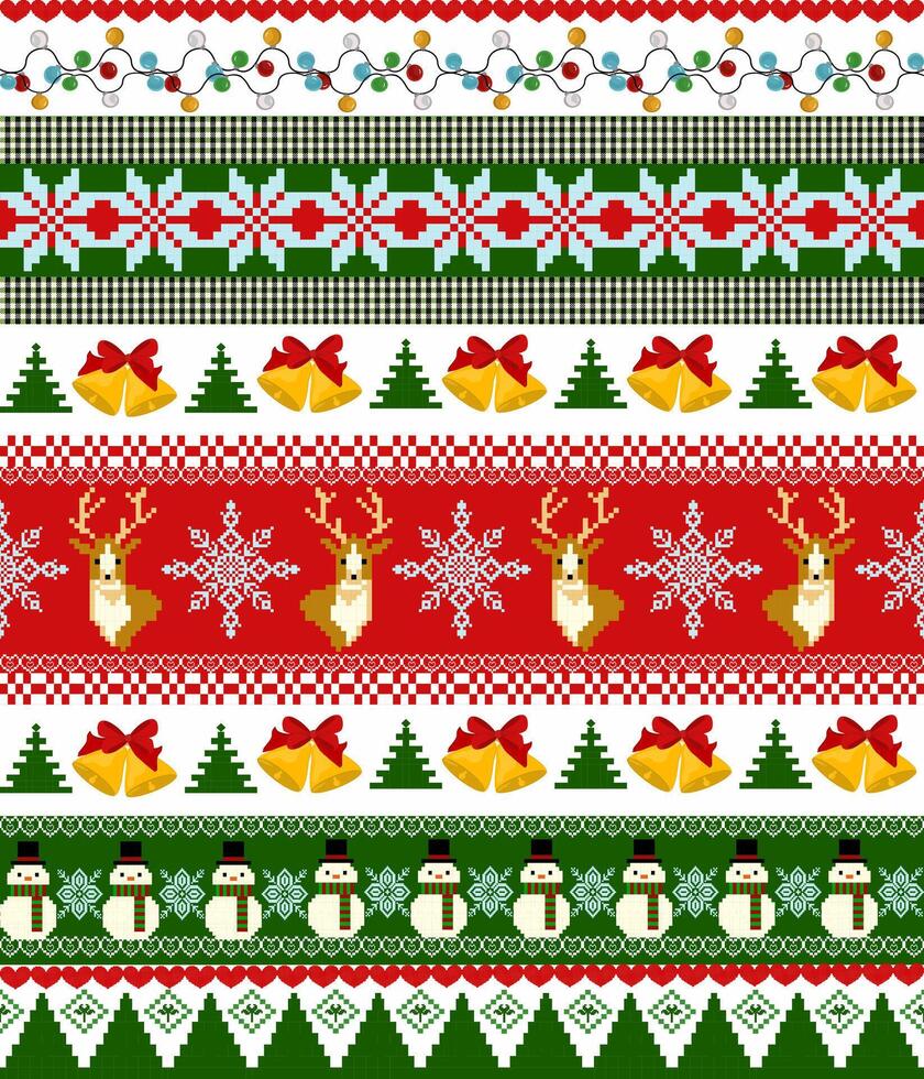 Seamless Fair Isle Christmas, Scandinavian Christmas Nordic Christmas, Traditional Christmas Knit, Holiday Knit Pattern vector