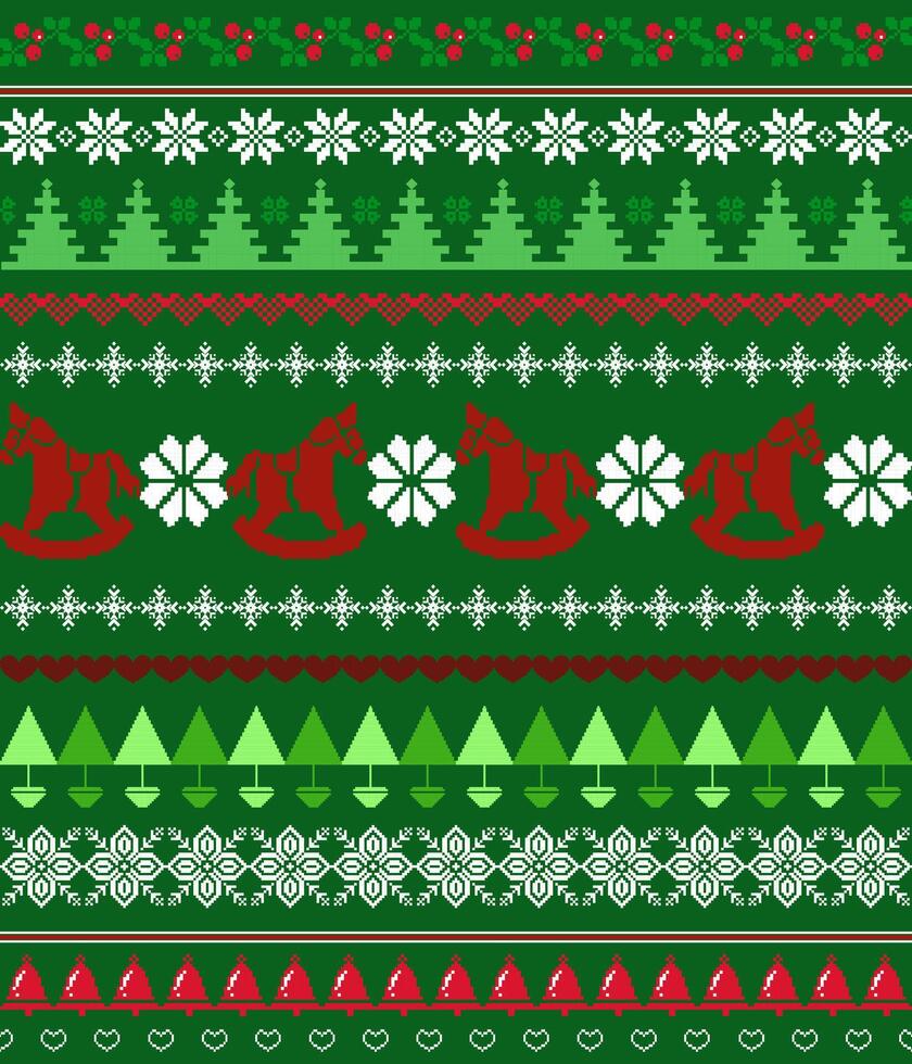 Seamless Christmas Sweater Pattern, Festive Knitted Design, Winter Holiday Background, Colorful Christmas Pattern vector