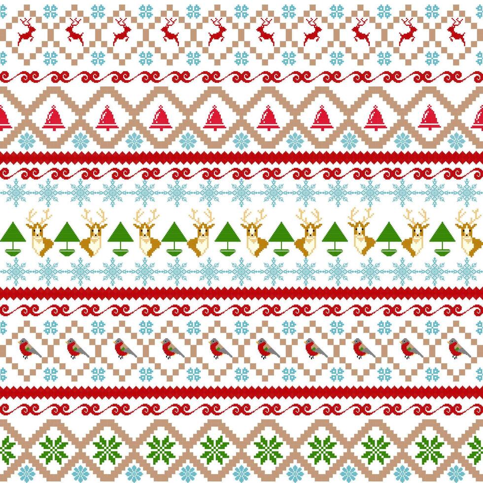 Seamless Fair Isle Christmas, Scandinavian Christmas Nordic Christmas, Traditional Christmas Knit, Holiday Knit Pattern vector