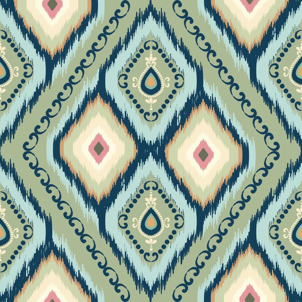 Seamless Ikat Pattern, Ikat Textile Design, Ikat Geometric Pattern, Ikat Fabric Design Inspired Pattern vector