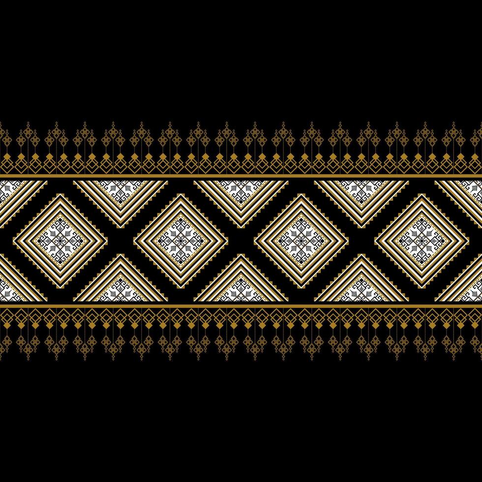 Seamless Gold and Black Geometric Border, Ethnic Diamond Pattern, Traditional Indonesian Batik Motif, Abstract Tribal Design vector
