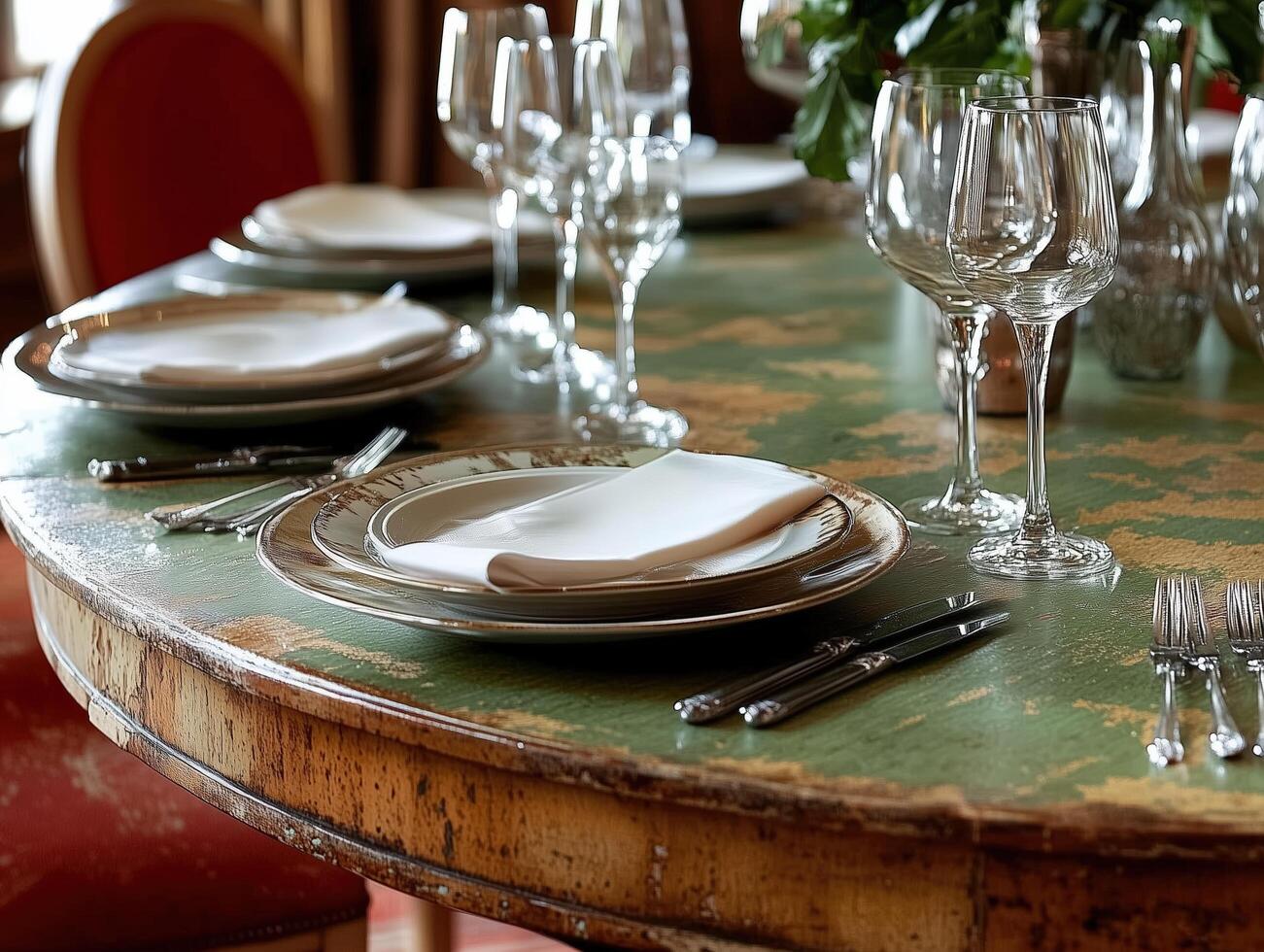 A Beautifully Set Table, Ready for a Formal Dinner Party photo