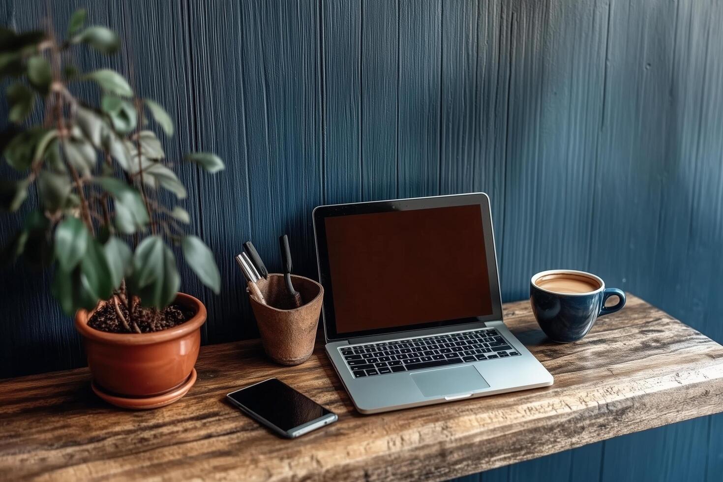 A Cozy Workspace Blending Modern photo