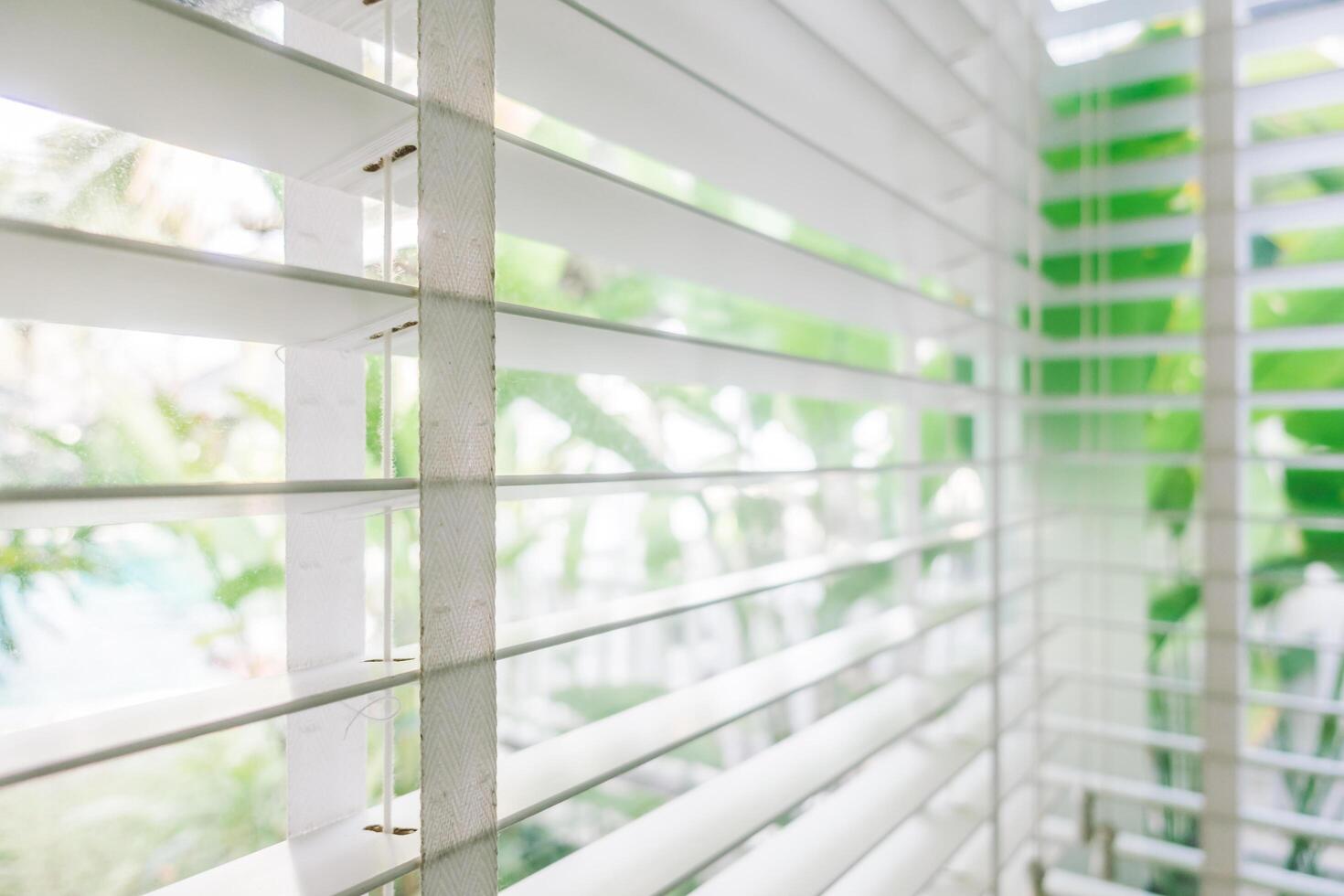 A window with blinds that are open photo