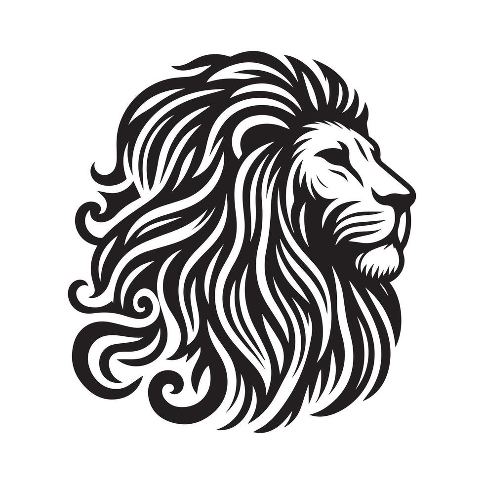 lion head with long hair on a white background vector