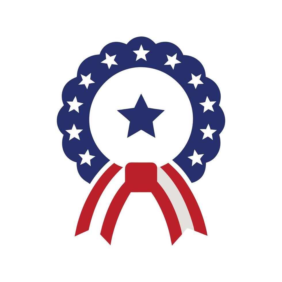 a badge with an American flag and stars vector