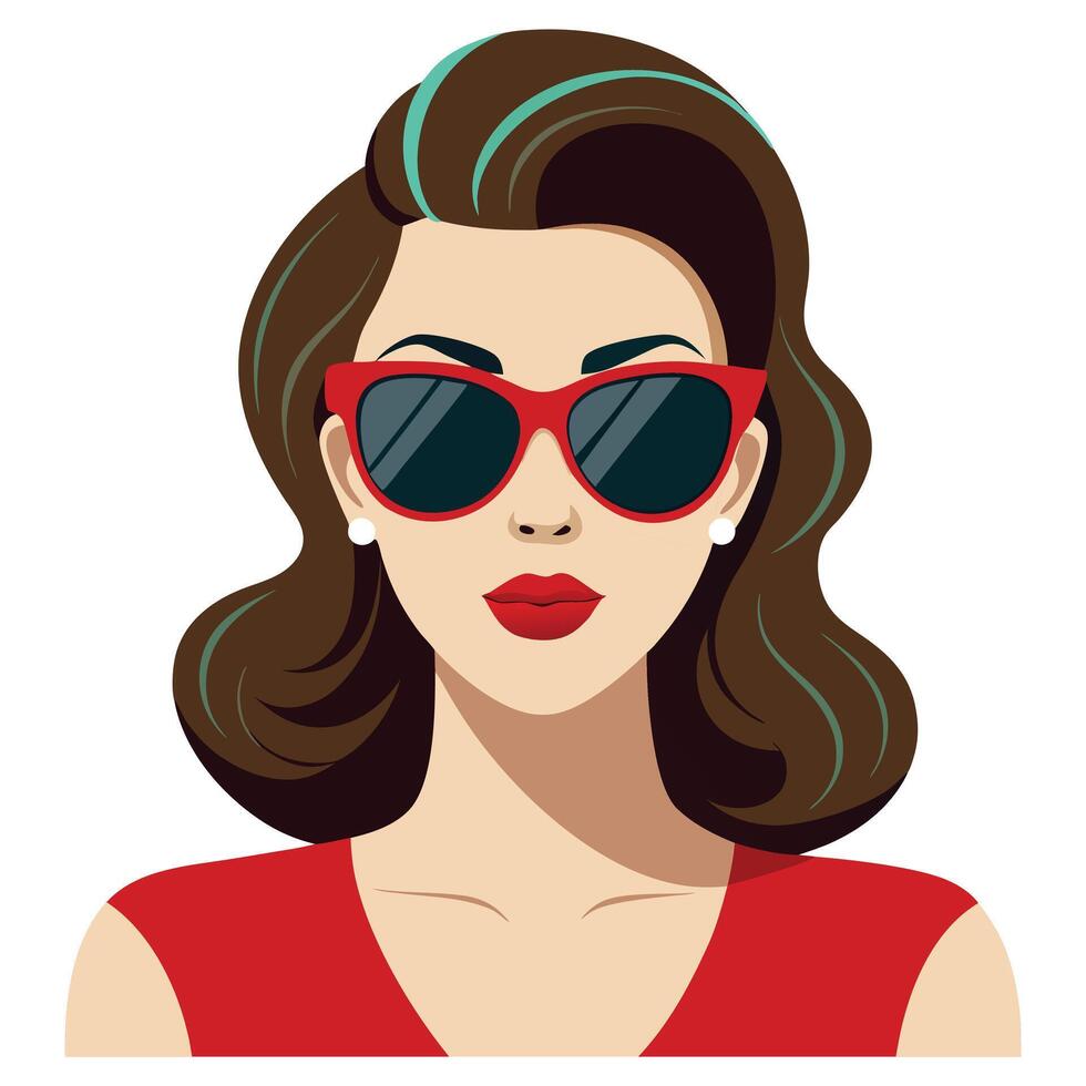 a woman with sunglasses on her face vector