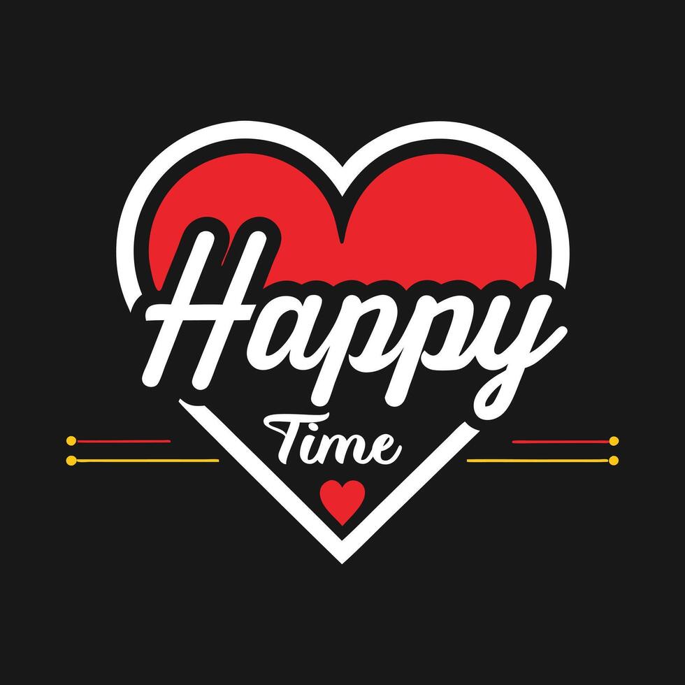 happy time logo with heart shape and text vector