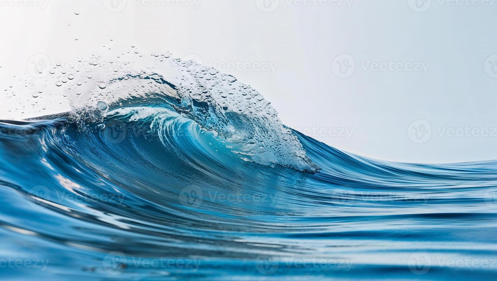 Ocean wave captured mid-crest with foam and ripples beautifully. photo