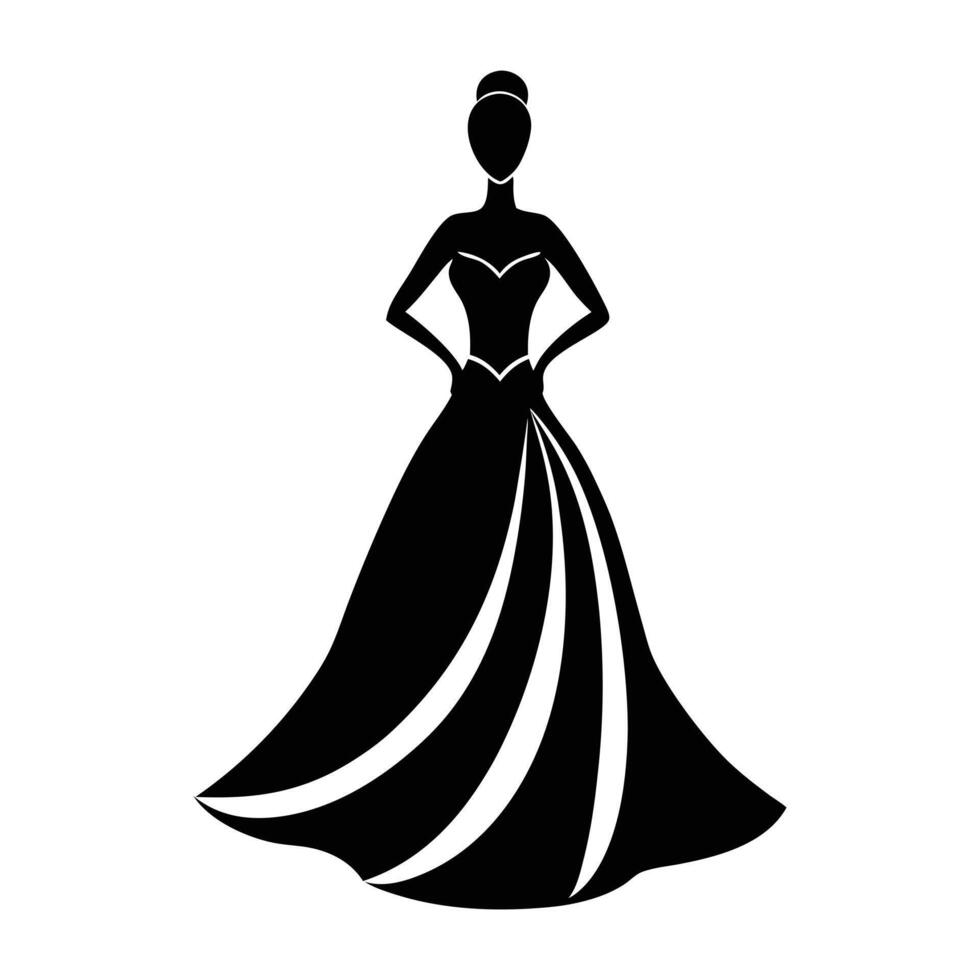 a silhouette of a woman in a wedding dress vector