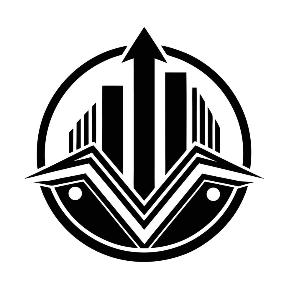 a black and white logo with a city skyline vector