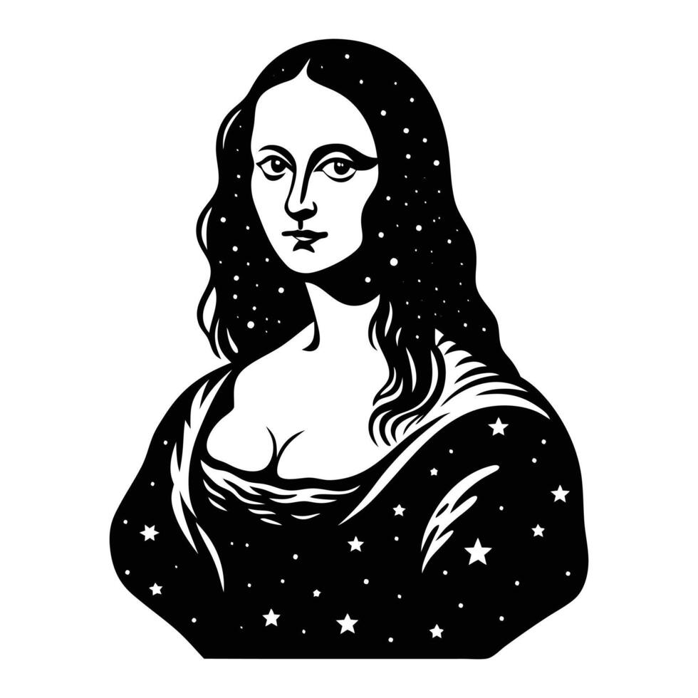 the Mona Lisa is a portrait of a woman with stars on her face vector