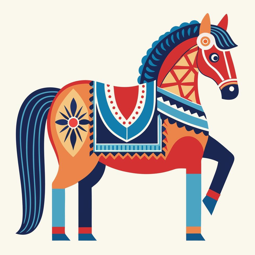 a horse with a colorful pattern vector