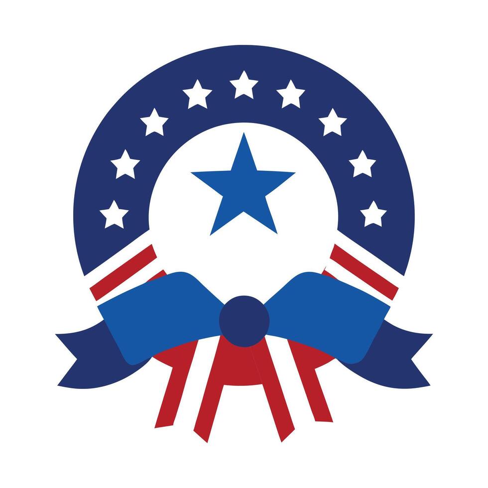 American flag ribbon and star badge illustration vector