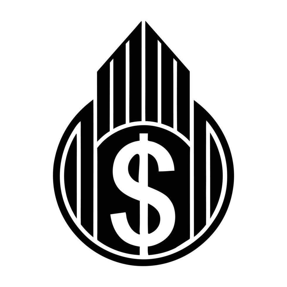 a black and white logo of a dollar sign vector
