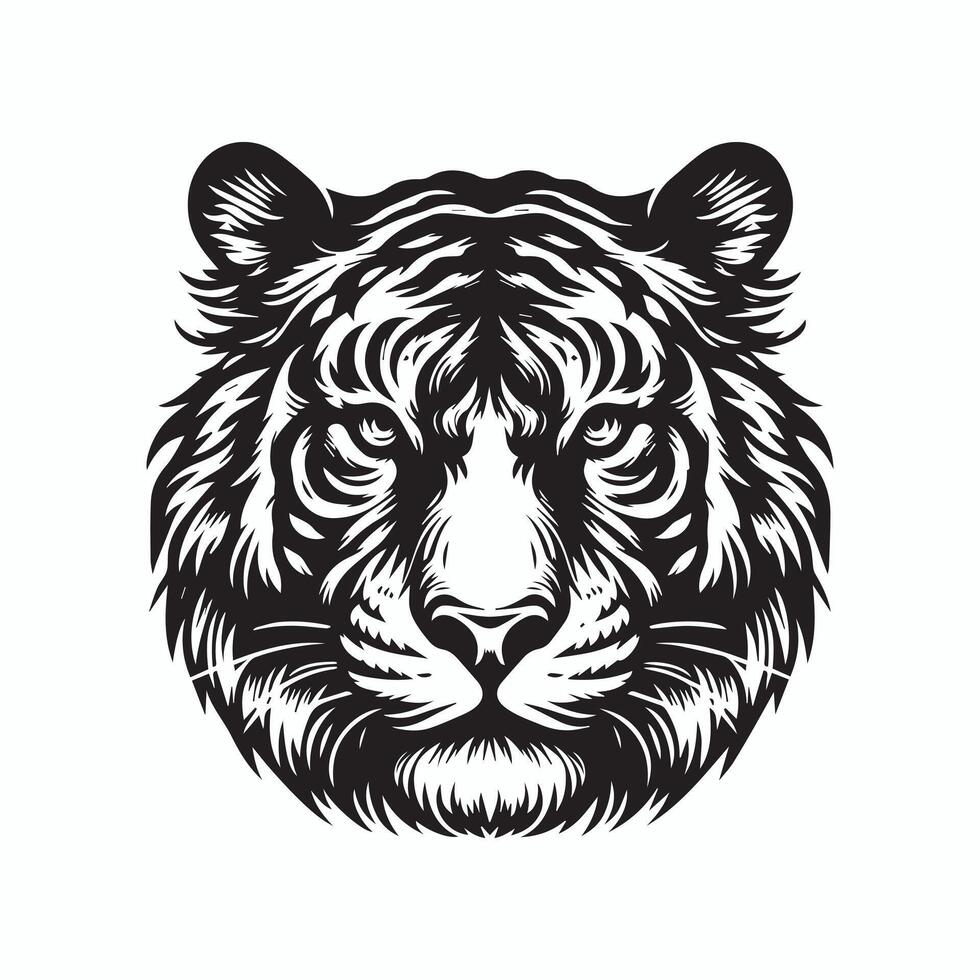 tiger outline art black color. vector