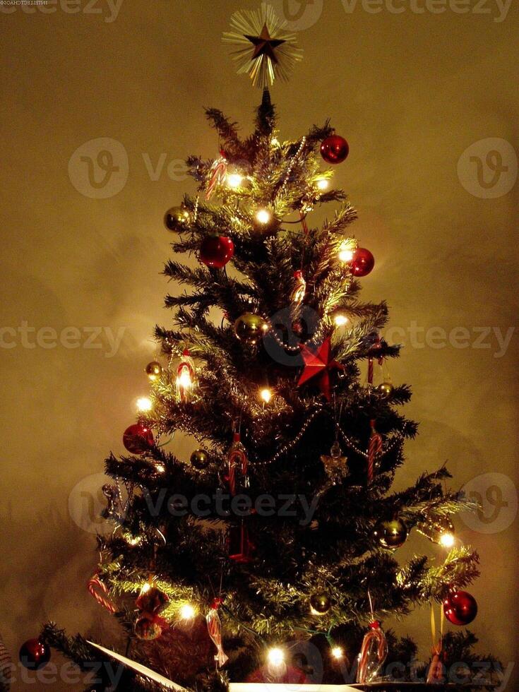 Christmas Tree with Ornaments and Lights photo