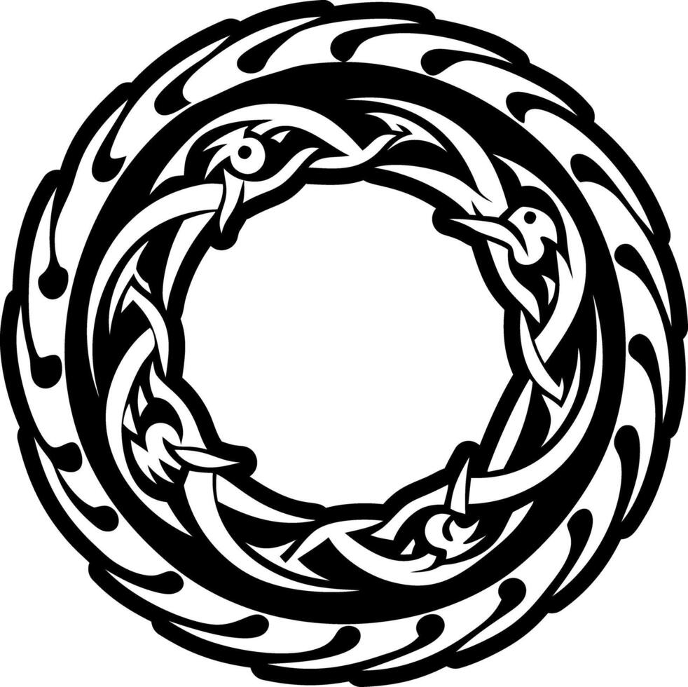 A celtic circle with a black and white design vector