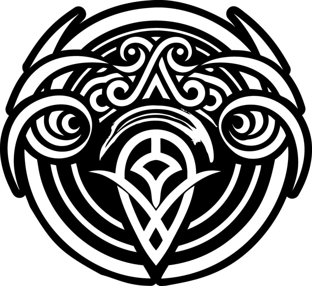 A black and white celtic design with a circular design vector
