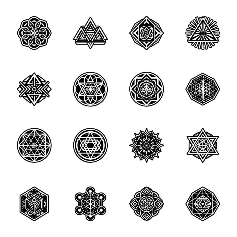 Set of Glyph Style Deity Symbols vector