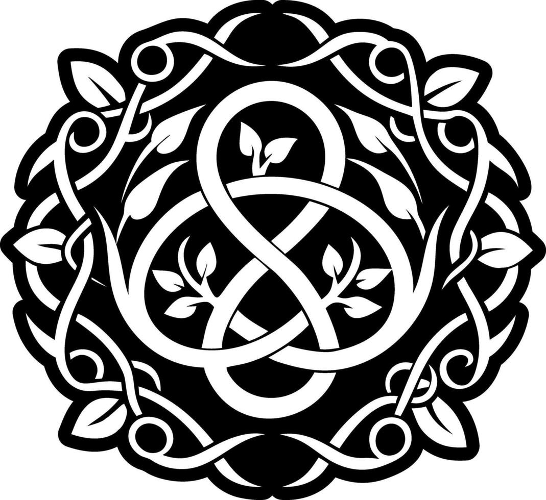 A celtic knot design in black and white vector