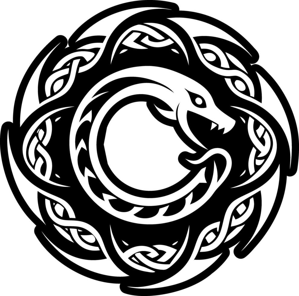 A celtic snake in a circle with a celtic knot vector
