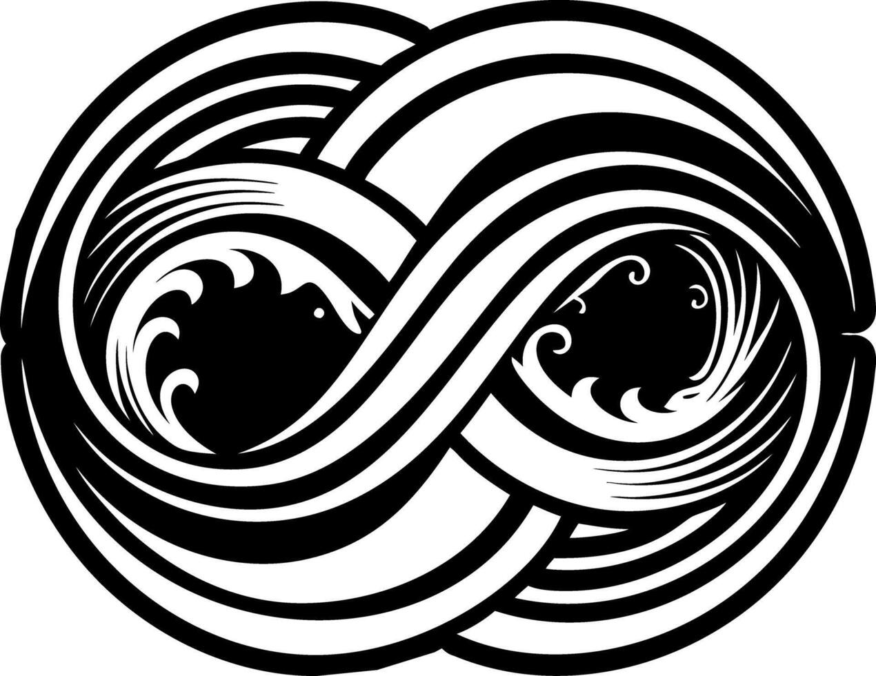 A black and white design of an infinity symbol vector