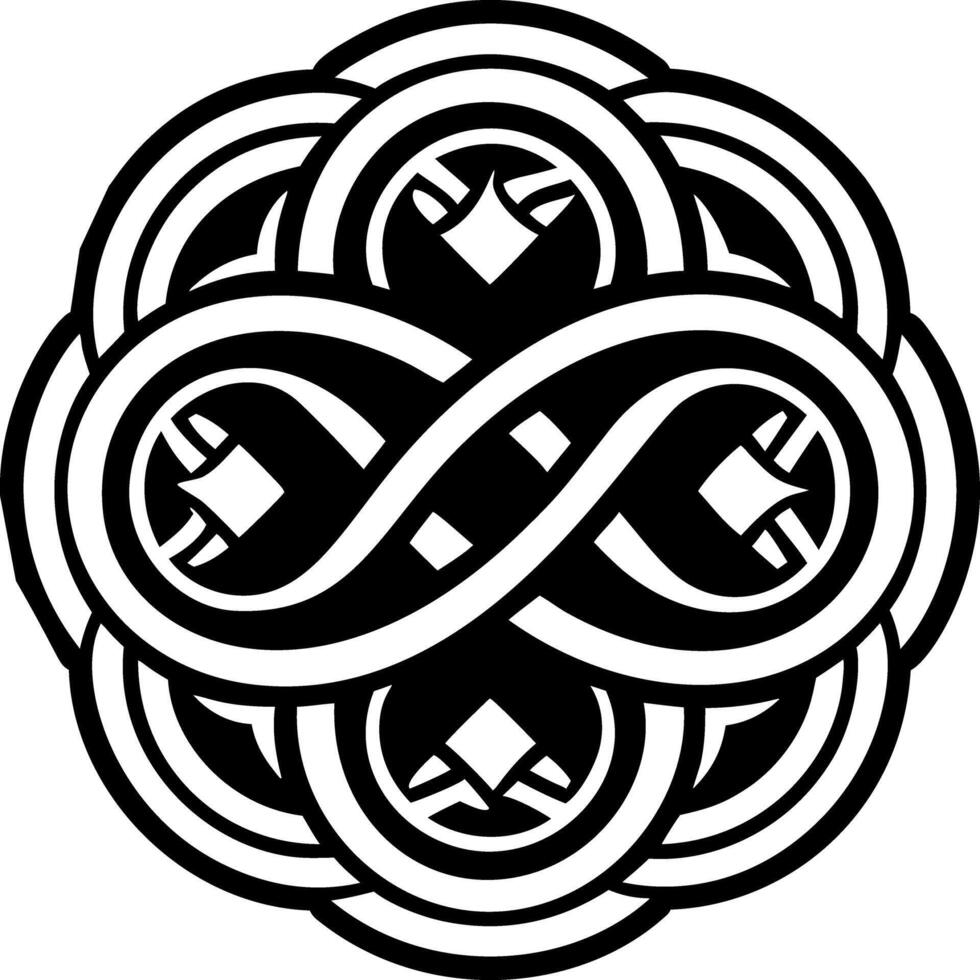 A black and white celtic knot design vector