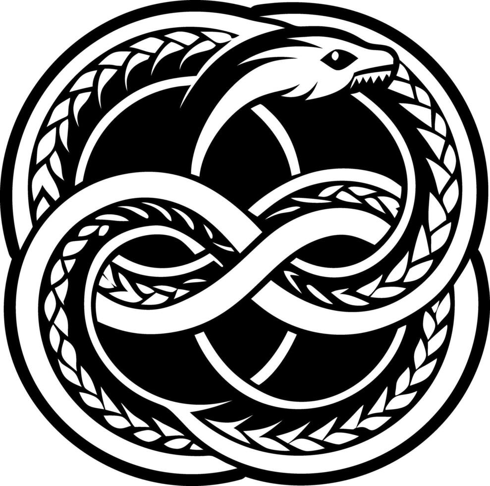 A filled style icon of ouroboros sign vector