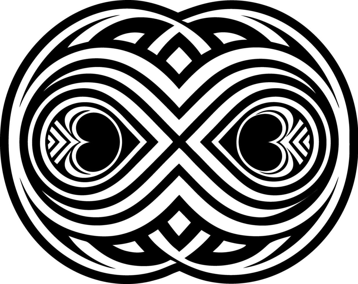 A black and white design with two hearts vector