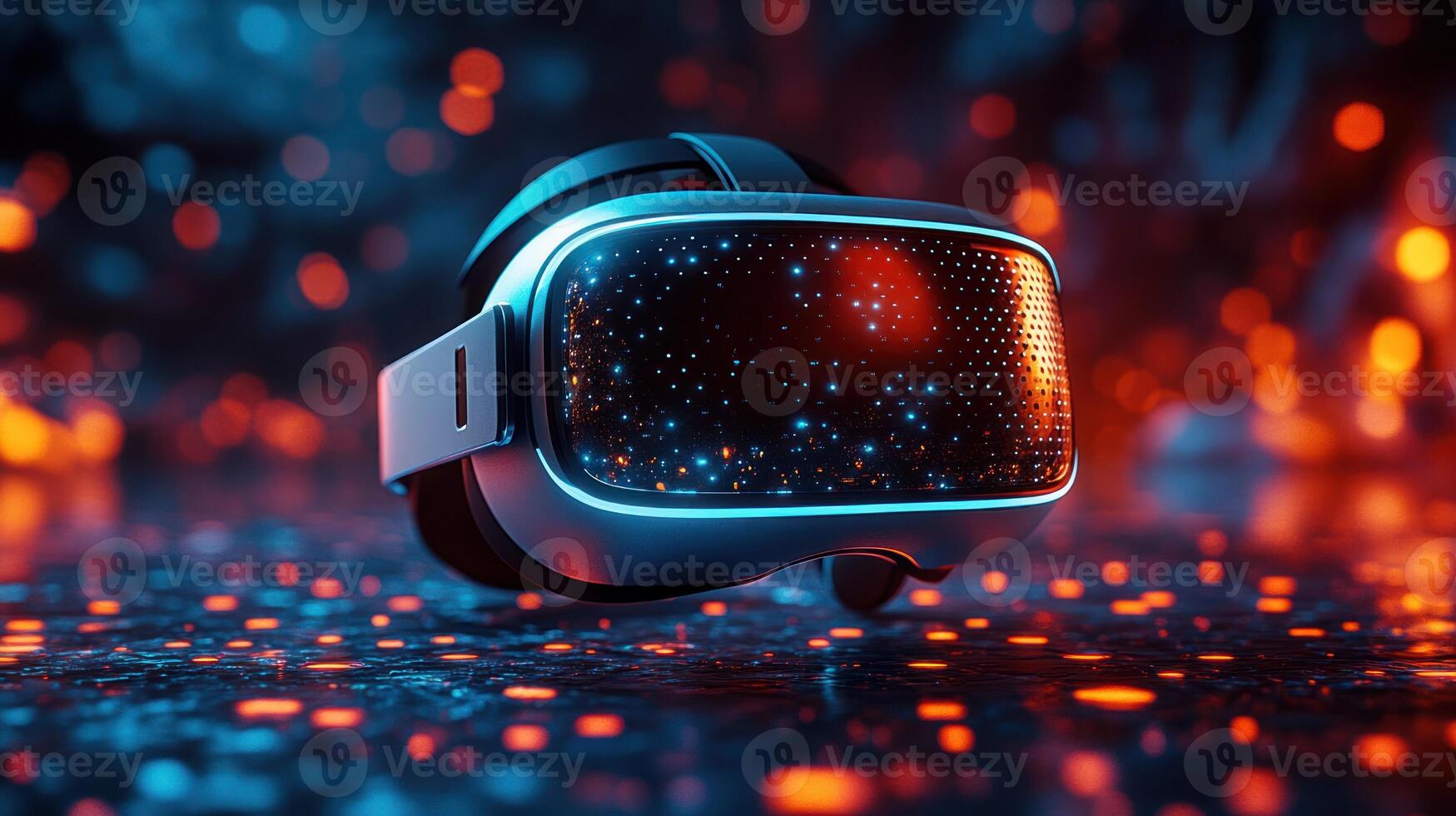 Vr headset with glowing lights on it photo