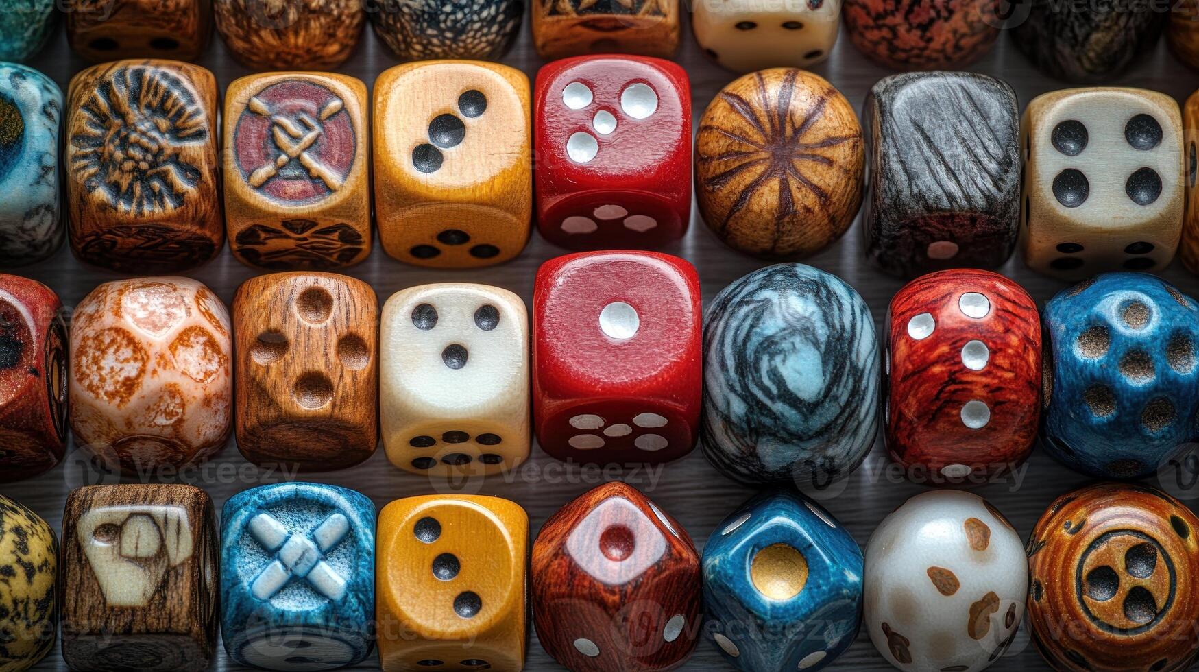 A collection of colorful wooden dice photo