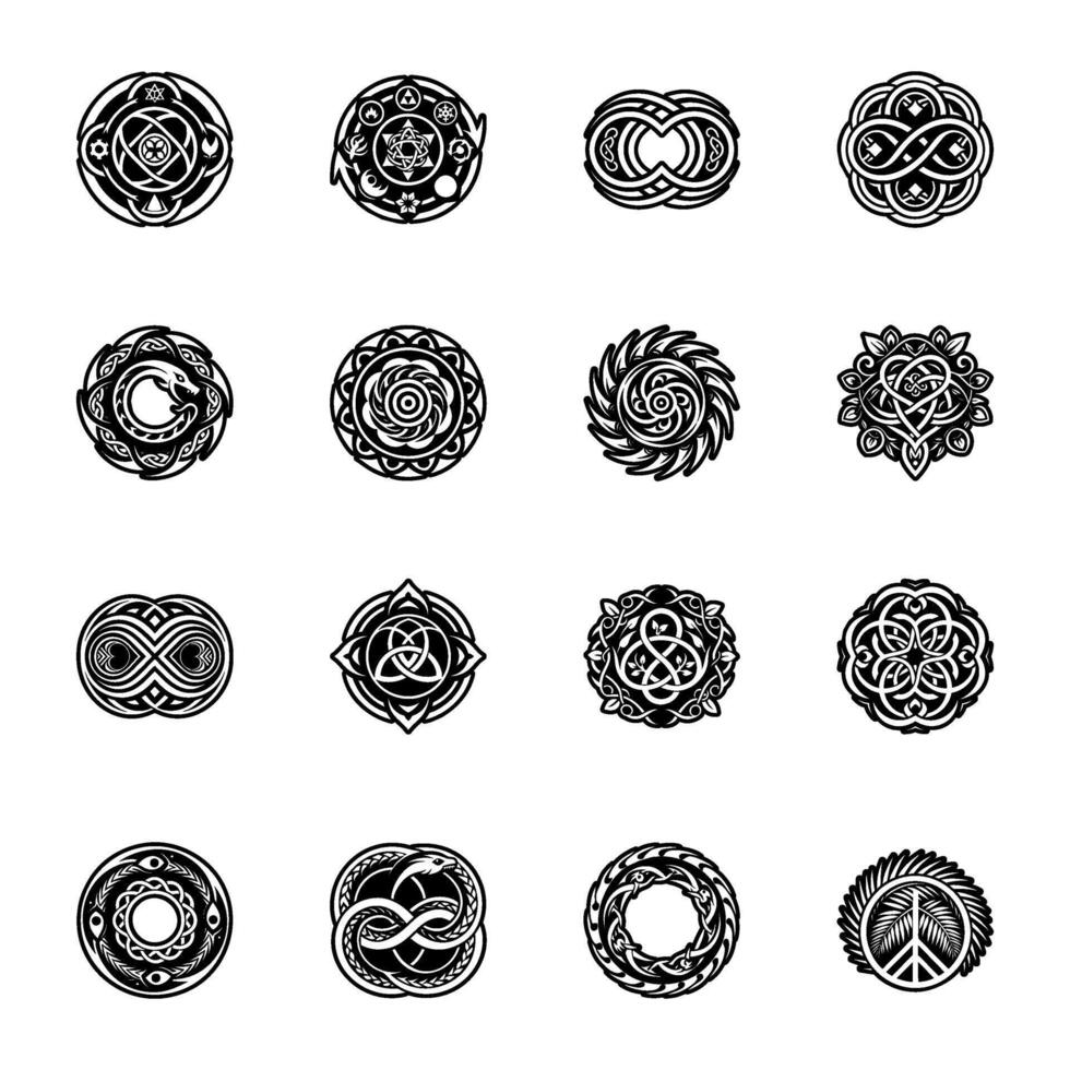 Endless and Eternal Life Symbols Glyph Icons vector