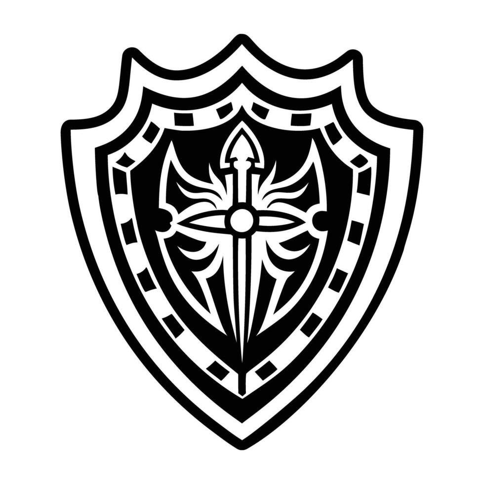 A glyph icon of silver shield vector