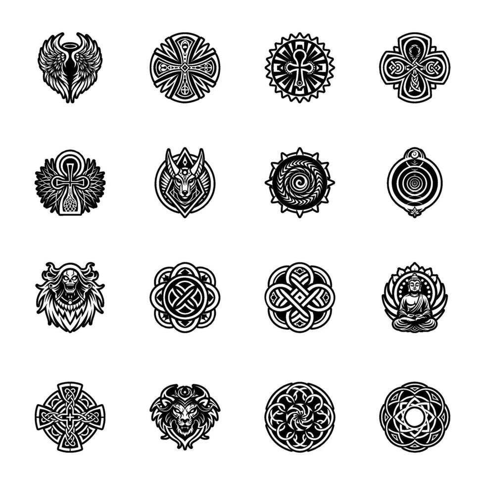 Collection of 16 Endless Symbols Glyph Icons vector