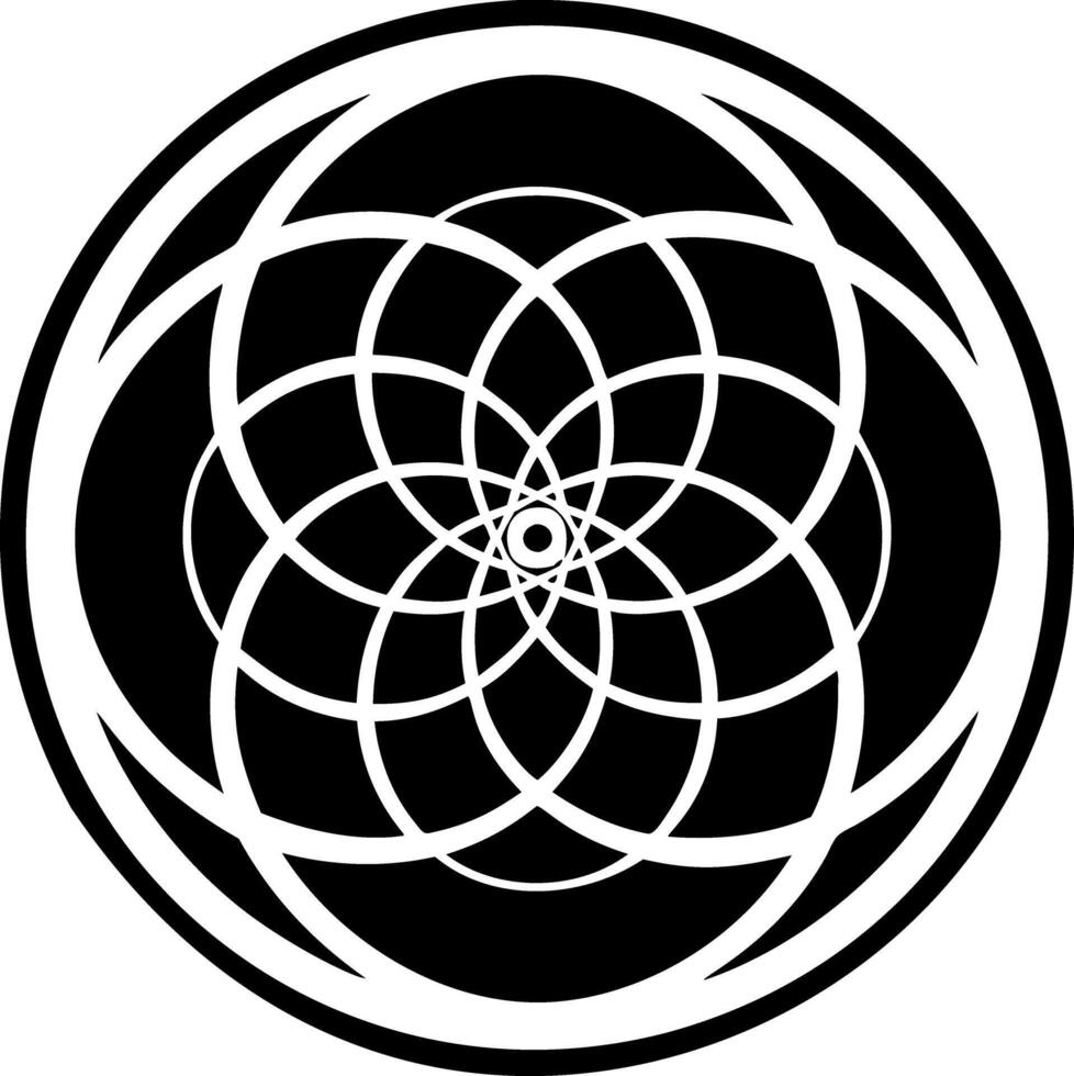 Glyph style icon of sacred geometry vector