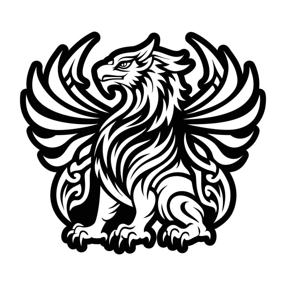 A glyph style icon of heraldic griffin vector