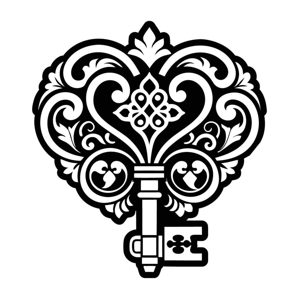 A glyph style icon of ancient key vector