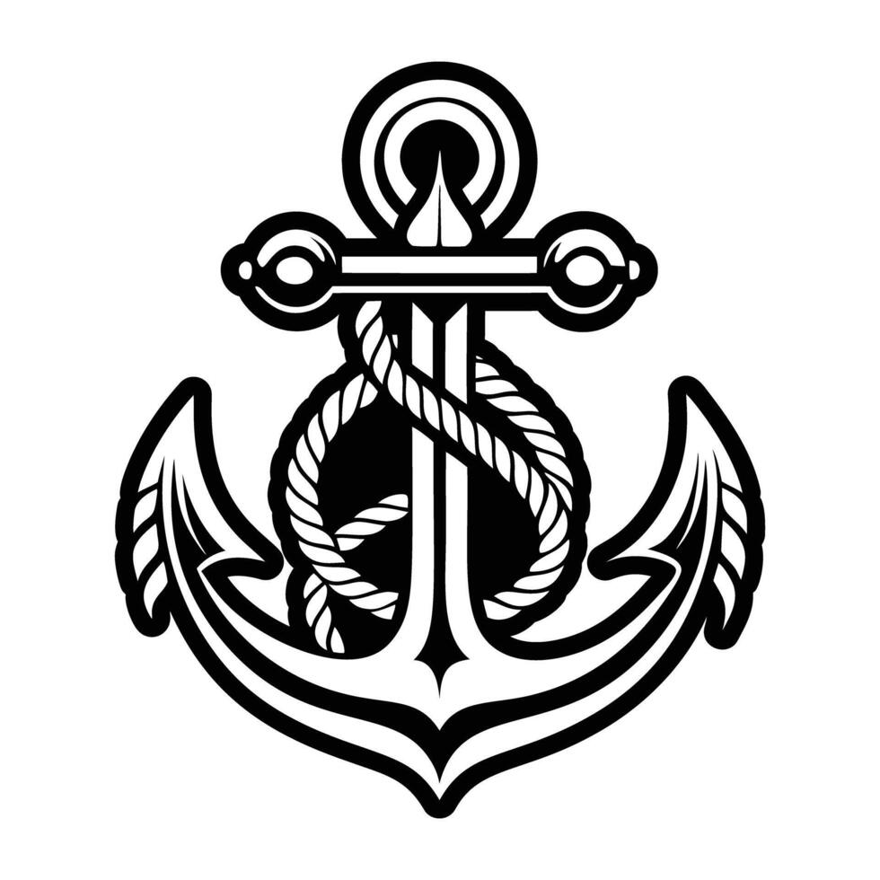 A glyph style icon of anchor symbol vector