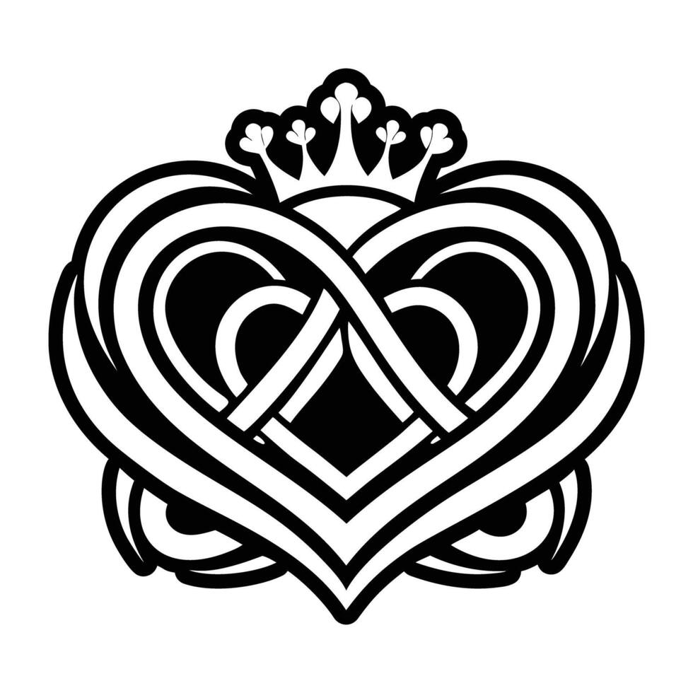 Intertwined hearts icon in glyph style vector