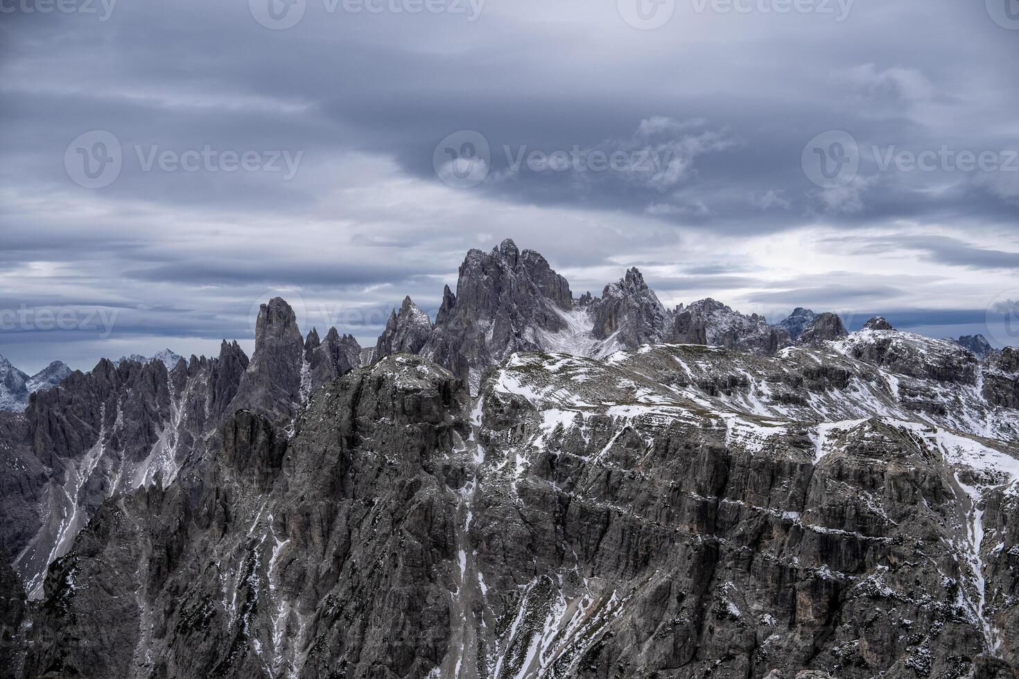 Grand peak rock mountain of Cadini di Misurina. Location place Tre Cime di Lavaredo, Dolomites, Italy photo
