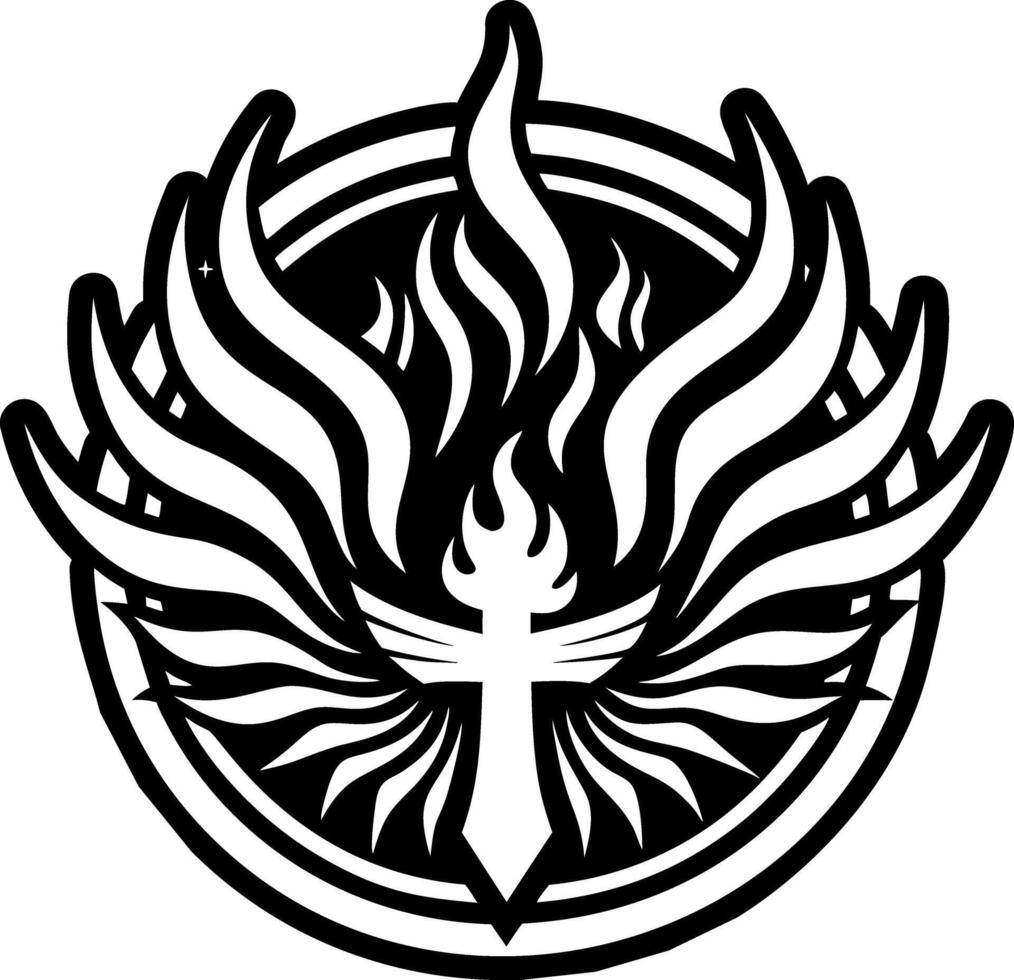 A solid icon of spirit flame symbol vector