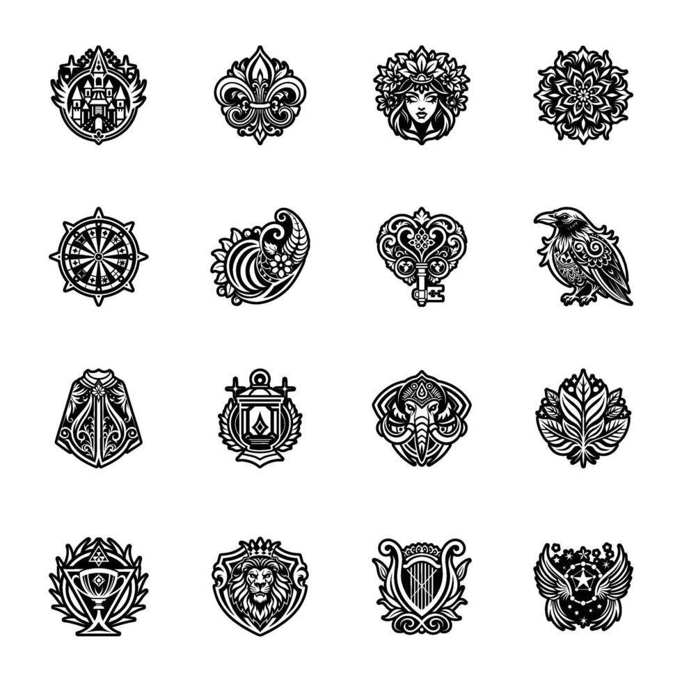Collection of Glyph Style Royal Traditional Icons vector