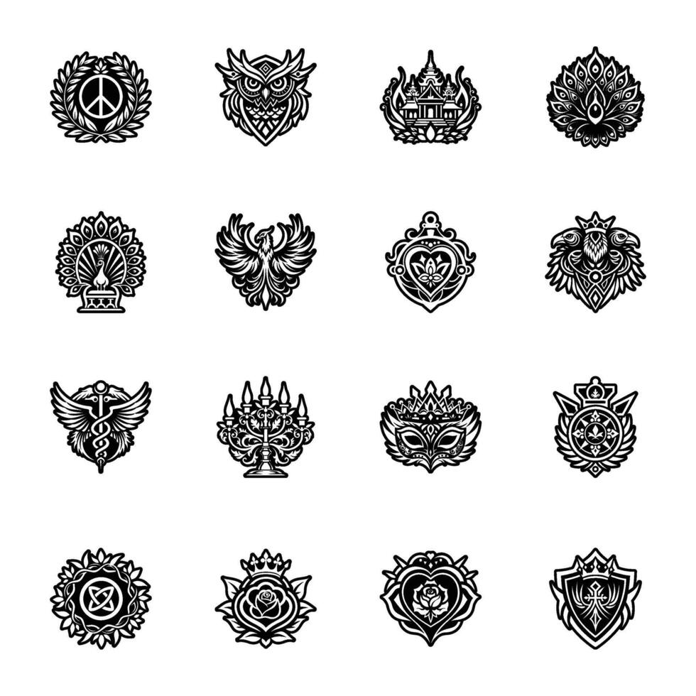 Set of Glyph Style Ancient Royal Symbols vector