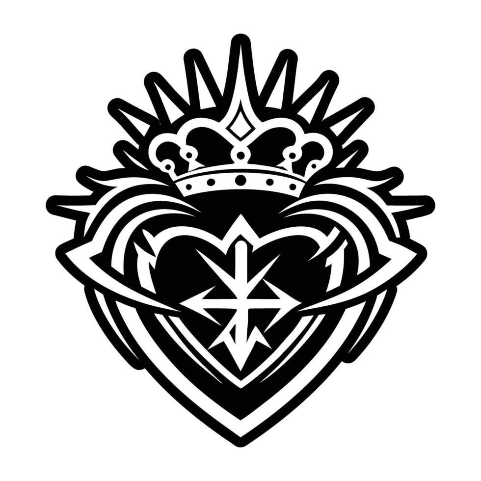 Crowned heart icon in glyph style vector
