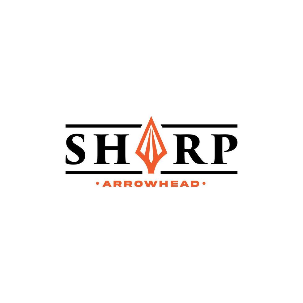 Sharp Arrowhead Logo Design Modern.Arrow Spear for archer, bow, hunting sport symbol vector
