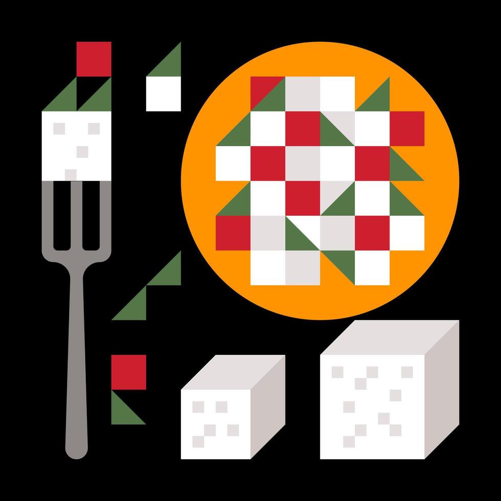 Feta Cheese Geometric Elements Concept vector